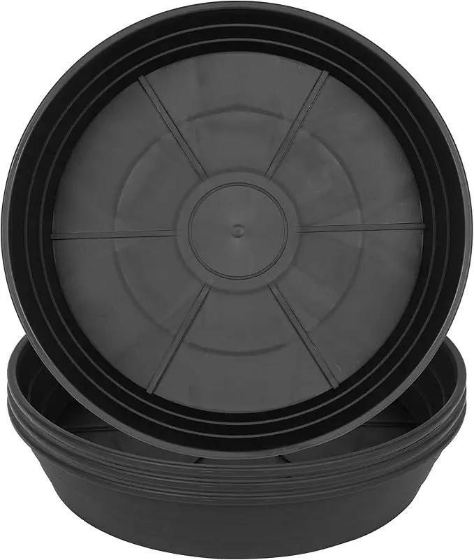 4 Packs 6 Inches Plant Saucer Drip Trays, Round Plastic Plant Pot Saucers Flower Pot Tray for Indoor Outdoor by GreenHaven Gardens