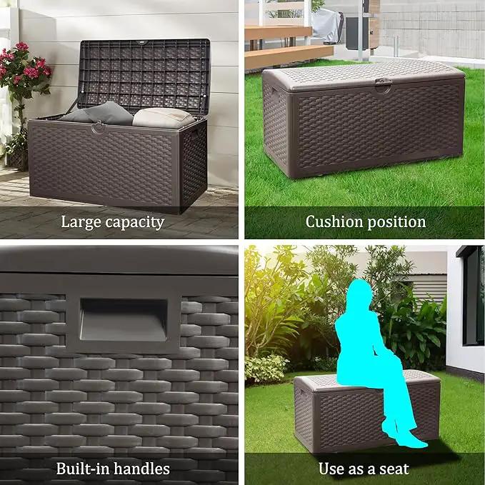 80 Gallon Pro Outdoor Storage Box Waterproof Lockable Resin Deck Box Large, Patio Storage Bin for Pool Accessories Cushion Furniture, Garden Tools, UV-Resistant Outside Delivery Brown by GreenHaven Gardens