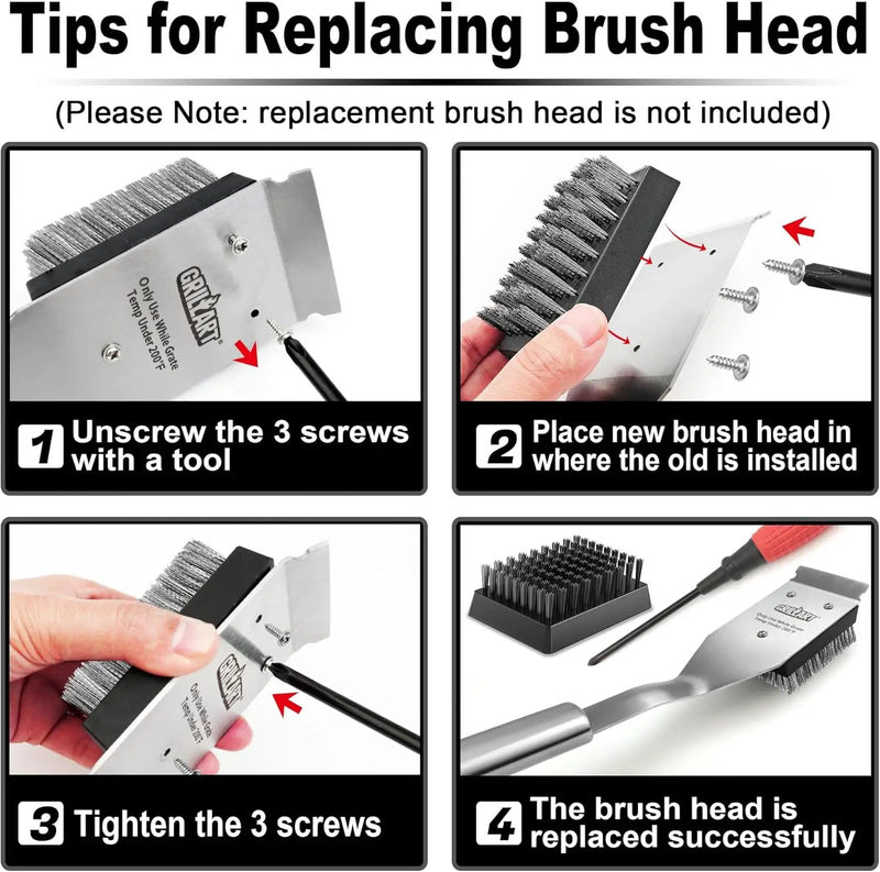 GRILLART Grill Brush and Scraper, Wire BBQ Grill Brush for Outdoor Grill, 16.5” Grill Cleaning Brush BBQ Grill Accessories, Safe Grill Cleaner Brush-Ideal Gift for Men/Dad BBQ Brush for Grill Cleaning by GreenHaven Gardens