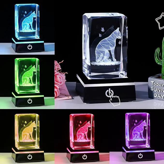 Qianwei Cat Gifts for Cat Lovers Women Girls, 3D Crystals Cat Memorial Figurines Statue Cat Themed Gifts Home Decor Anime Black pet Loss Gifts Cat Mom Gifts for Women Memorial Birthday Best Friend by GreenHaven Gardens