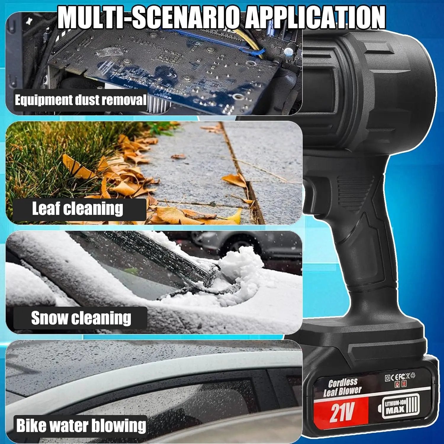Cordless Leaf Blower Portable Dust Cleaner Electric Blower Lightweight Handheld Leaf Blast with Stepless Speed, with 2 Batteries for Patio Cleaning, Blowing Leaves, Drying, Camping by GreenHaven Gardens
