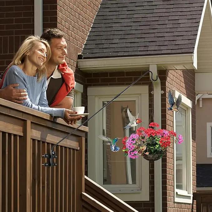 Heavy Duty Deck Hook-Deck Railing Plant Hanger, 29 to 43 Inch Extended Bird Feeder Hanger W/Double Clamps,Versatile Deck Shepherd Hook for Hanging Bird Feeders,Lanterns,Planters etc. by GreenHaven Gardens