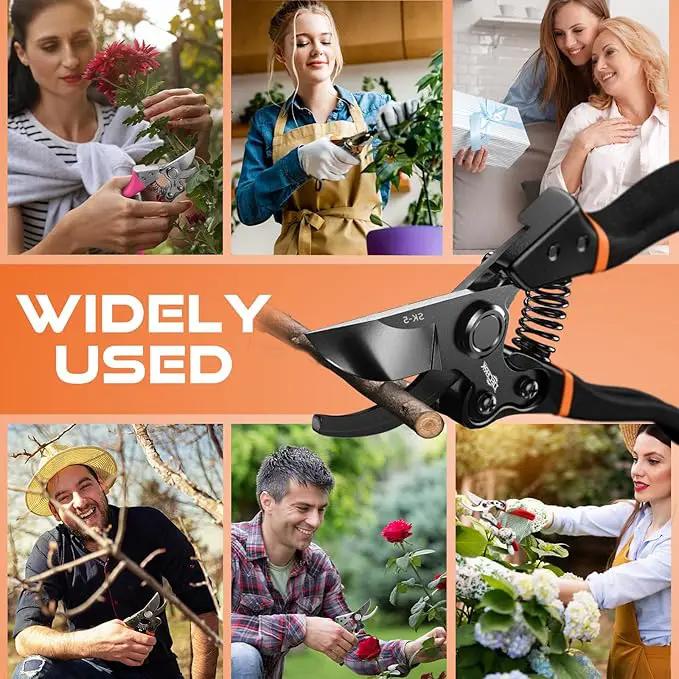 Pruning Shears for Gardening, 8.5" Professional Bypass Garden Scissors & Hedge Clippers for Branch, Plant Trimming, Heavy Duty Hand Pruner【Titanium Blade】【Arthritis Friendly】【Ergonomic Handle】 by GreenHaven Gardens