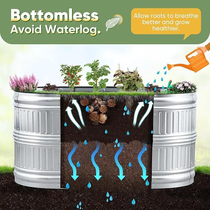 KING BIRD Raised Garden Bed Kit 2025 Upgraded Modular DIY Galvanized Planter Garden Box Outdoor for Gardening, Vegetables, Flowers, Elegant Roman Column Design, 47x24x24 in, Silver by GreenHaven Gardens