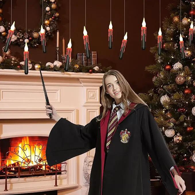 Halloween Decorations, 2023 Newest Floating LED Candles with Wand Remote Control, Witch Wizard Christmas Decor for Indoor Home Room Classroom Bedroom Birthday Party, 12pcs (White & Red), 6.6 by GreenHaven Gardens