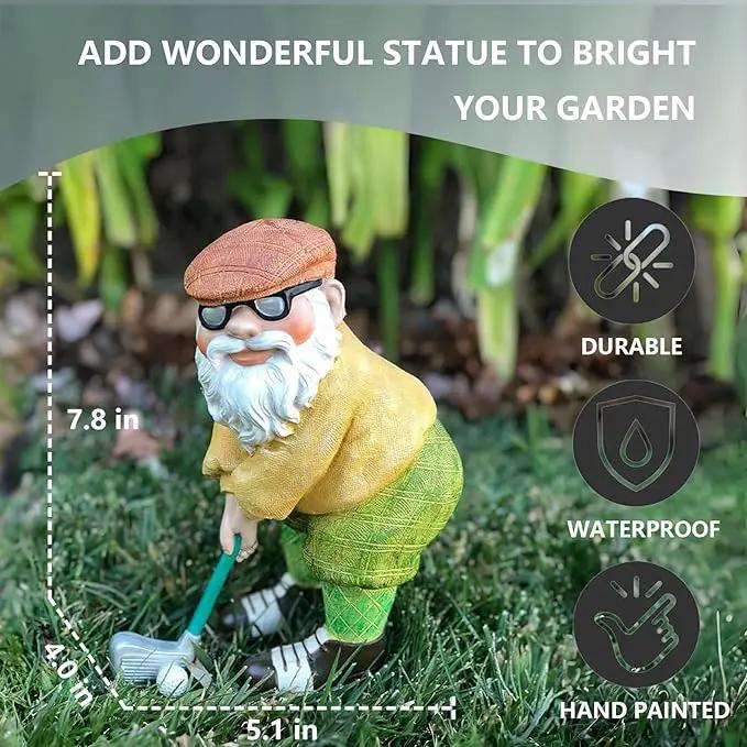 Elenon Funny Garden Golf Gnome Outdoor Statue Decorative, Adorable Flower Bed Decor Golfing Gnome Statue, Yard Patio Art Decor Dwarf Sculptures Table Ornament by GreenHaven Gardens