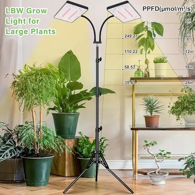 2024 LBW Latest Grow Light for Indoor Plants, 428 LED Dual-Head Full Spectrum Standing Plant Light, Floor Grow Lamp with 3/6/12H Timer, 6 Brightness Levels, 3 Switch Modes, 75" Adjustable Tripod Stand by GreenHaven Gardens