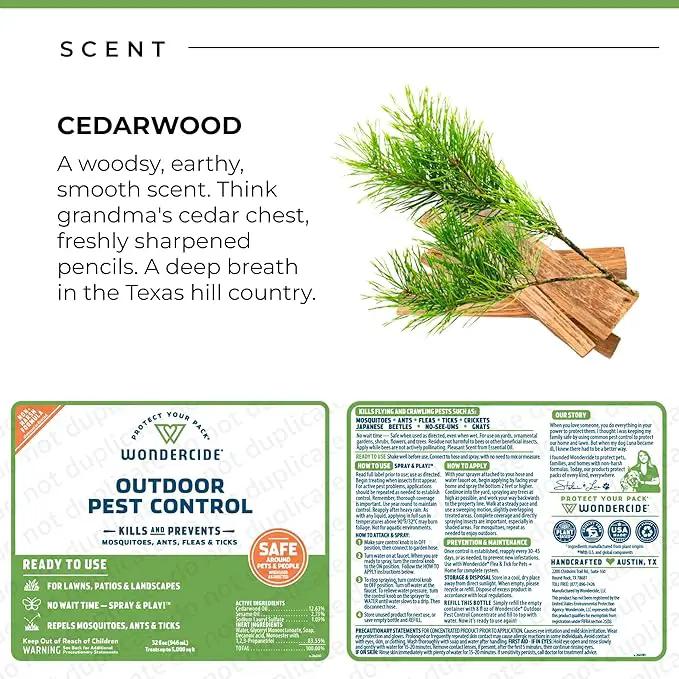 Wondercide - Outdoor Pest Control Spray with Natural Essential Oils - Mosquito, Ant, Insect Repellent, Treatment, Killer - Safe Around Pets Kids 32 oz by GreenHaven Gardens