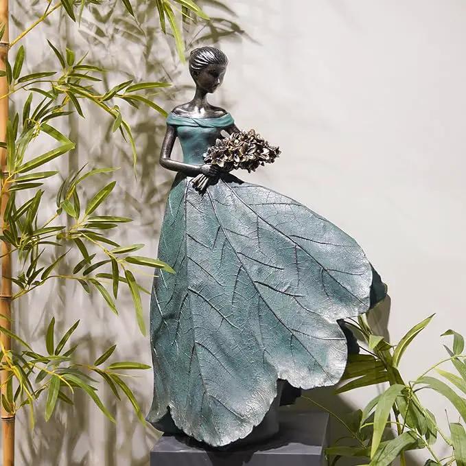 Guichifun Fairy Statue Collection Home Decoration - 22IN Leaf Angel Girls Resin Large Home Decor for Outside or Inside Rustic Garden Outdoor Yard Fantasy Figurines Gift 13.75 x 8.75 x 22 Inch by GreenHaven Gardens