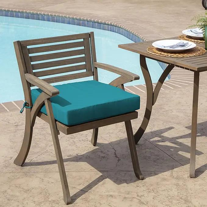 Arden Selections Outdoor Wicker Chair Cushion, 20 x 18, Rain-Proof, Fade Resistant 21 x 21, Lake Blue Leala (Pack of 4) by GreenHaven Gardens