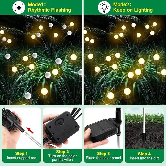 Solar Garden Lights - 6 Pack Solar Firefly Lights Outdoor Waterproof New Upgraded Swaying Landscape Lighting for Outside Pathway Patio Yard Garden Outdoor Decor Sway by Wind 8 LED Warm White by GreenHaven Gardens
