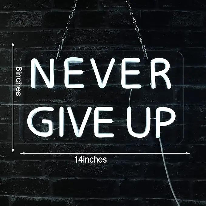 Never Give Up Neon Sign for Wall Decor,Inspire Slogan for Study Room Decoration,Wall Art Lighting As Gifts for Kids or Friends. by GreenHaven Gardens