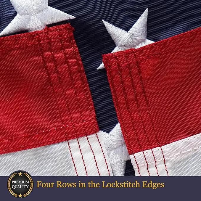Homissor American Flag 5x8 Heavy Duty Outdoor US Flags for Outside Embroidered Stars USA Sewn Stripes Thick Nylon 2 Brass Grommets by GreenHaven Gardens