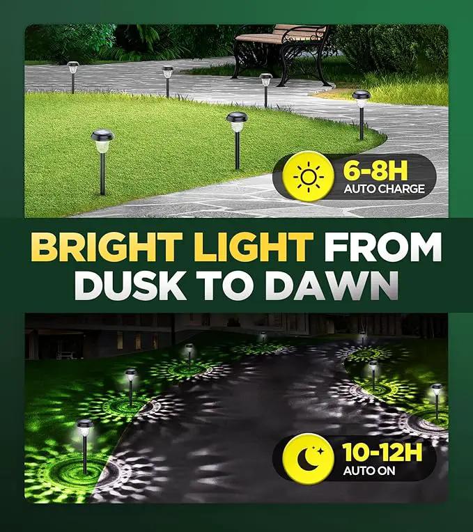 10 Pack Ultra Bright Solar Lights Outdoor Waterproof, from Dusk to Dawn Up to 12H Solar Light for Outside, Auto On/Off Solar Powered Garden Pathway Lights, Landscape Lighting (Cold White) by GreenHaven Gardens