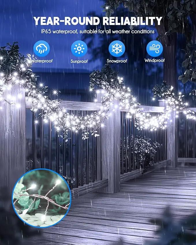 Brightown Solar String Lights for Outside, 19.6Ft 240 LED Solar Fairy Lights for Outdoor Waterproof with 8 Modes for Patio Party Garden Yard Home, Pure White by GreenHaven Gardens