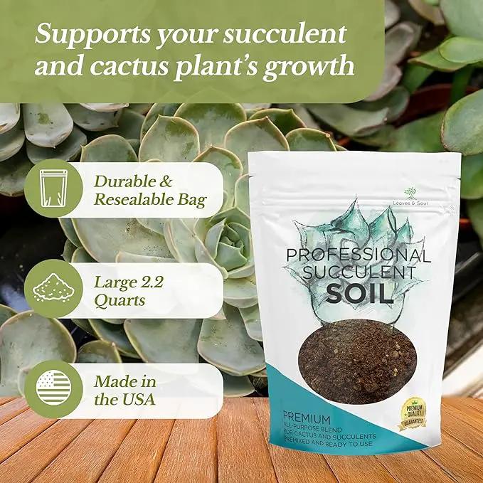 Succulent Soil Premium All Purpose Blend | Large 2.2 Quarts | Pre-Mixed Ready to Use for Cactus and Succulents | Canadian Peat, Course Sand, Pinebark | Made in USA by GreenHaven Gardens