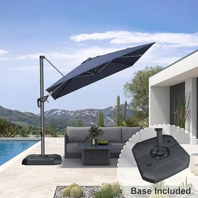 PURPLE LEAF 8 Feet Square Cantilever Umbrella Patio Umbrella with Base Outdoor Umbrella Aluminum Offset with 360-degree Rotation for Garden Deck Pool Patio, Navy Blue by GreenHaven Gardens
