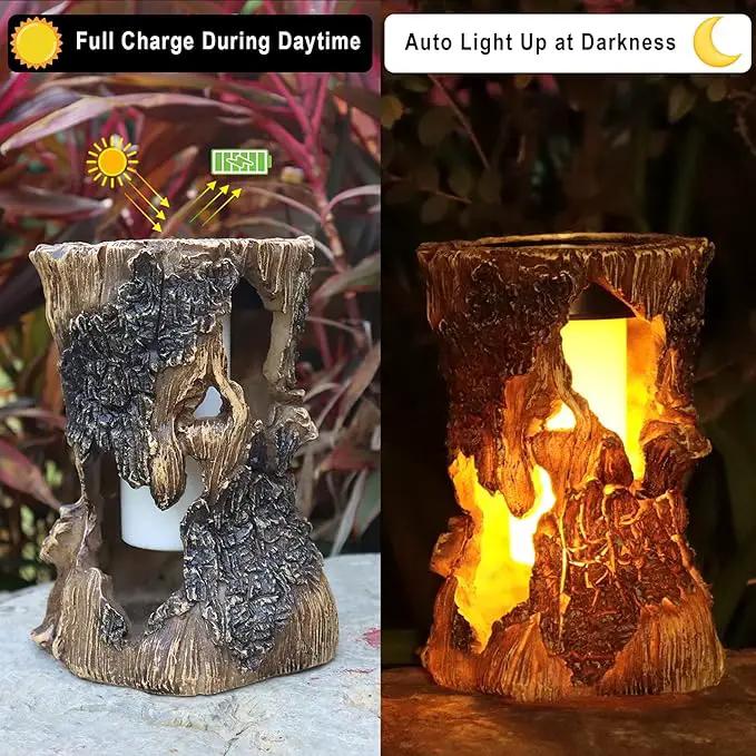 pearlstar Solar Lanterns Outdoor Tree Stump Fire Flame Light Halloween Decorative Solar Powered Lantern Waterproof Decor for Patio Garden Yard Pathway Lawn Deck,1PACK by GreenHaven Gardens
