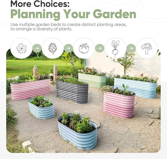 KING BIRD Raised Garden Bed 2.85 ft Tall 6 in 1 Galvanized Planter Garden Box Outdoor for Gardening, Deep Root Vegetables, Flowers Dark Grey 47.2X23.6X34.2 in by GreenHaven Gardens