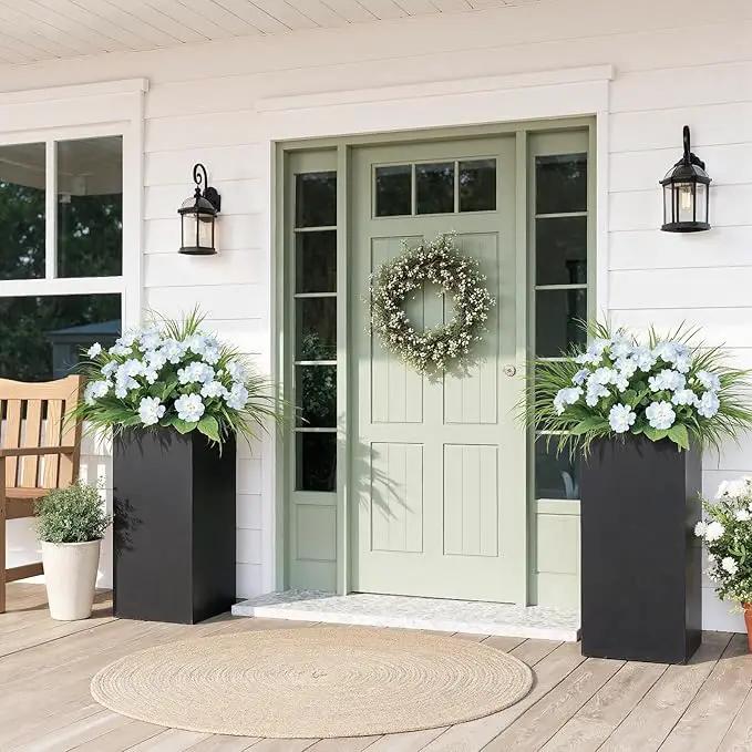 Stoog 30" Tall Planters for Outdoor Plants, All-Weather Metal Planter Boxes Set of 2, with Removable Insert Shelf, Modern Design, Indoor/Outdoor Use, Black by GreenHaven Gardens