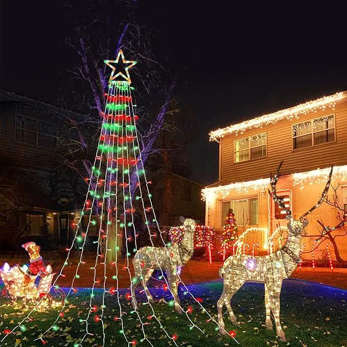 Christmas Decorations Star String Lights, 320 LED Waterfall Tree Lights with 13" Topper Star 8 Lighting Modes Indoor Outdoor Decorative for New Year, Holiday, Wedding, Party by GreenHaven Gardens