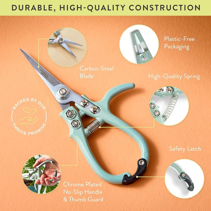 Modern Sprout Pruning Shears - Herb Snipping Scissors- Lightweight Gardening Tools W/Easy Lock - Flower Cutter Garden Shears - Carbon Steel Blade + Reusable Holster (Chartreuse, 1-Pack) by GreenHaven Gardens