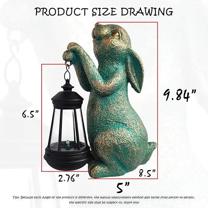 JOYBEE Garden Statues Rabbit with Solar Lantern Outdoor Decor-Rabbit Solar Figurines Lights Decorations for Patio Yard Lawn Ornaments-Gifts for Birthday Easter Housewarming by GreenHaven Gardens