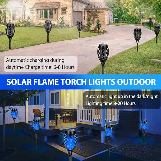 Upgraded Solar Lights Outdoor Waterproof Blue, 12 Pack Solar Torch Light with Flickering Flame, Mini Solar Outdoor Lights Solar Landscape Lights for Garden Porch Yard Pathway Decoration by GreenHaven Gardens