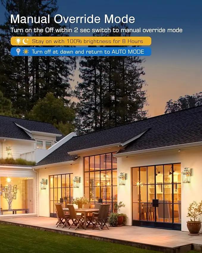 VIANIS Outdoor Wall Lights Lantern, 2 Pack Gold Motion Sensor Proch Light, Dusk to Dawn Weather Resistant Exterior Lights for House Sconce, Waterproof Garage Lights with Clear Glass Shade by GreenHaven Gardens