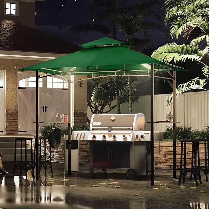 MASTERCANOPY 8 x 5 Grill Gazebo Outdoor BBQ Gazebo Canopy with 2 LED Lights (Forest Green) by GreenHaven Gardens