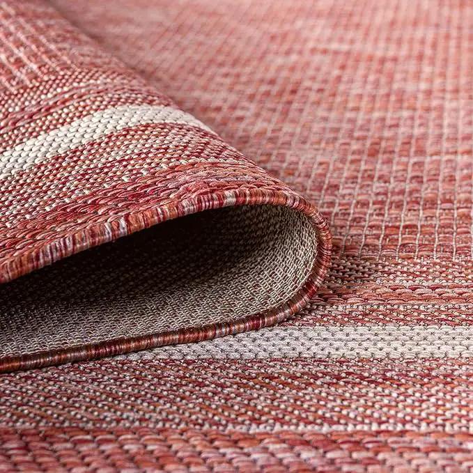 Unique Loom Outdoor Border Collection Area Rug - Soft Border (13'Round, Rust Red/ Ivory) by GreenHaven Gardens