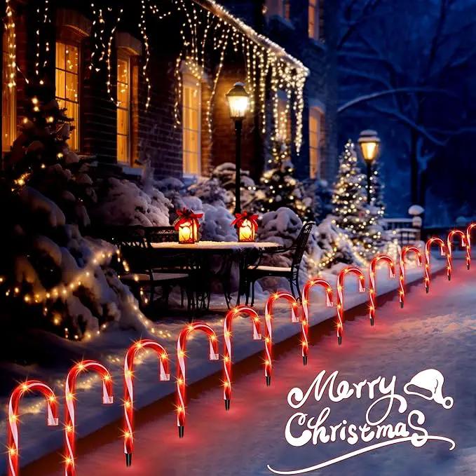 Christmas Candy Cane Lights, Candy Cane Lights Christmas Decorations Outdoor for Yard,Garden(10Inch), 10Pack by GreenHaven Gardens