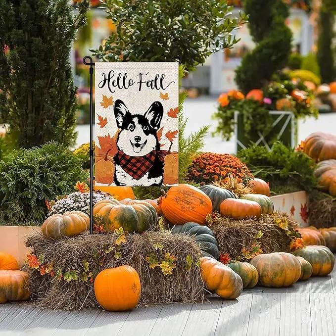 Seasonal Garden Flags Corgi Dog Double Sided Flags Set of 11 Holiday Farmhouse Indoor Outdoor Yard Lawn Christmas Gifts Decorations 12.5x18 Inch by GreenHaven Gardens