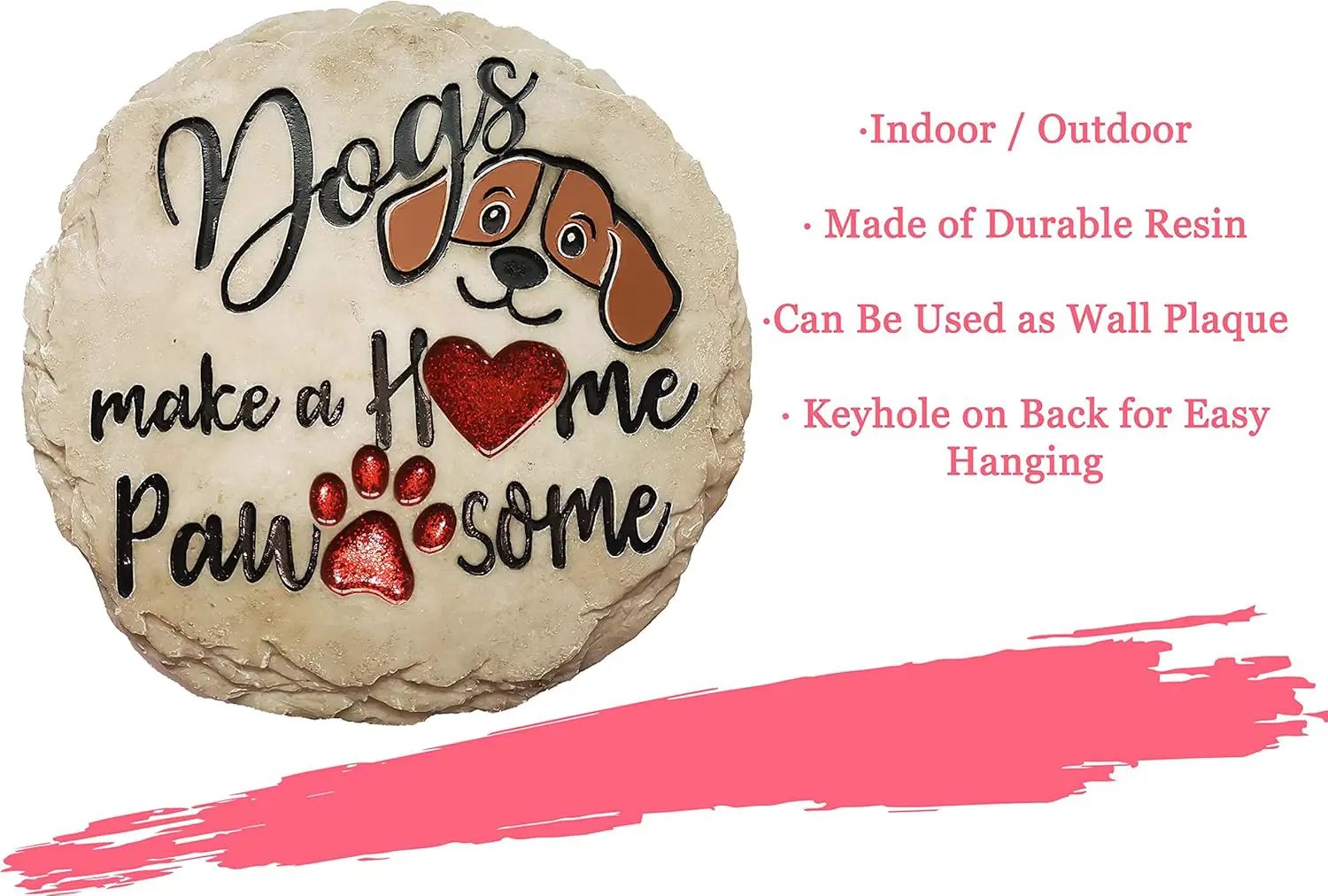 Spoontiques - Garden Décor - Dogs Make a Home Pawsome Stepping Stone - Decorative Stone for Garden by GreenHaven Gardens
