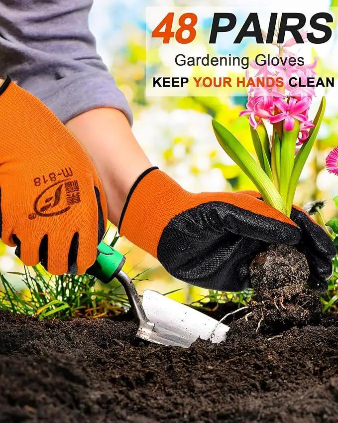 Nuogo 48 Pairs Gardening Gloves for Men Women Rubber Coated Safety Work Gloves Bulk for Gardening Construction Work by GreenHaven Gardens