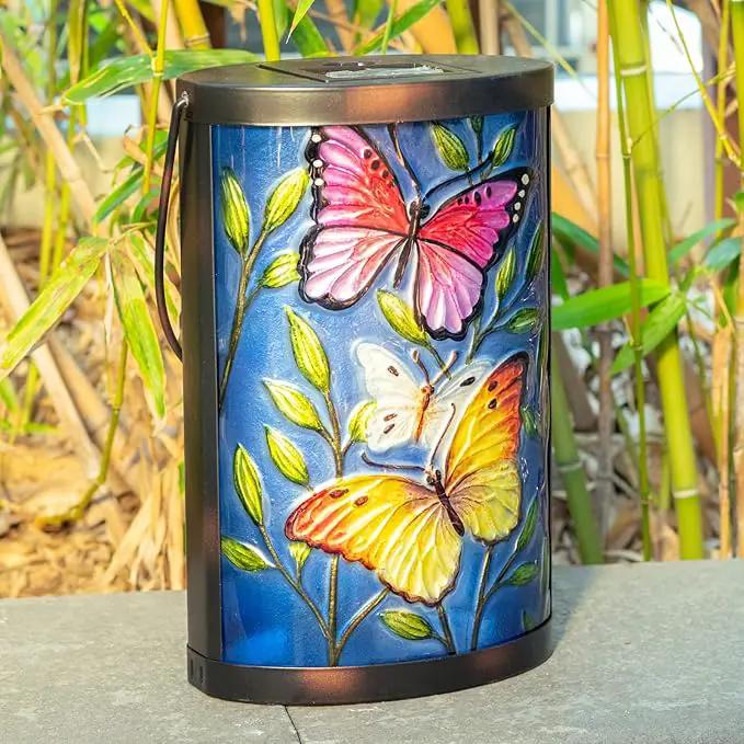 Hanging Solar Lantern Outdoor Waterproof LED Butterfly Solar Lights Decorative Solar Garden Lanterns Tabletop Lamp for Outdoor Patio Yard Decor by GreenHaven Gardens