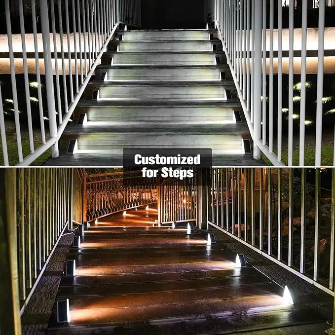 VOLISUN Solar Stair Lights 6 Pack, Solar Step Lights Waterproof IP67, Outdoor Step Light with 13 LEDs, Outdoor Lighting Decor for Yard Stair, Patio, Front Step, Front Porch and Deck(Cool White) by GreenHaven Gardens