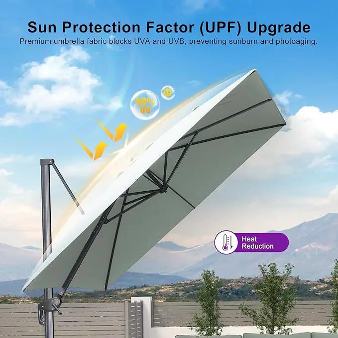 PURPLE LEAF 9 FT Cantilever Patio Umbrella Outdoor Aluminum Offset Square Umbrella with 3 Years Fade Resistance Recycled Fabric and 360-degree Rotation for Deck Pool Garden, Mint Green by GreenHaven Gardens