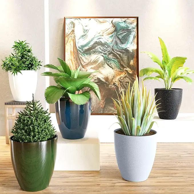 QCQHDU Plant Pots Set of 2 Pack,10 Inch Plant Pot for Indoor and Outdoor Plants with Drainage Hole,Flower Pots Modern Decorative Planter for Garden Plants (Black) by GreenHaven Gardens