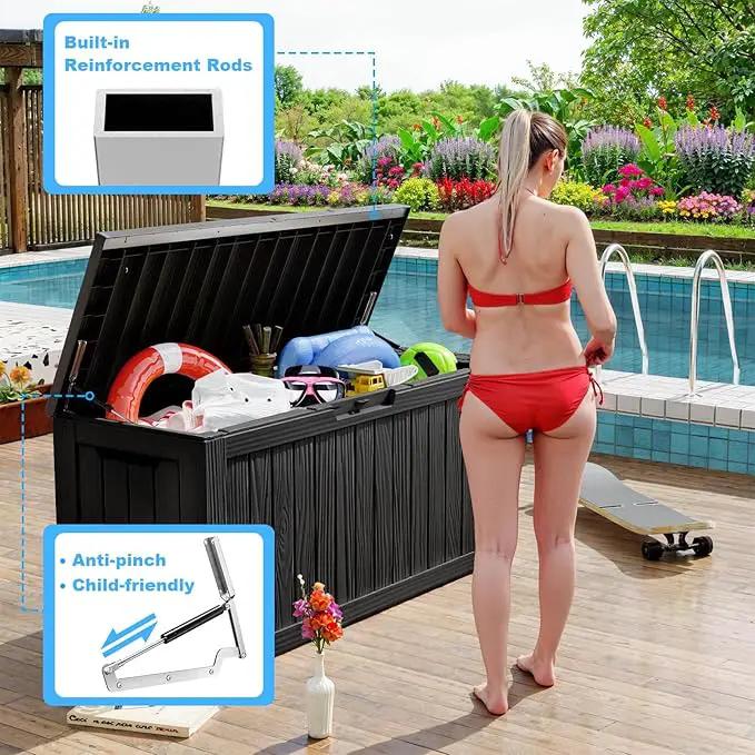 80 Gallon Waterproof Outdoor Storage Box,Resin Deck Box,Lockable Outside Storage Box Container for Patio Furniure,Garden,Tools (80 Gallon,Black) by GreenHaven Gardens