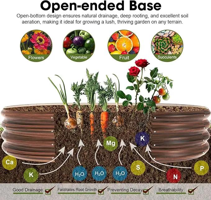 6x2x1ft Oval Galvanized Raised Garden Bed Outdoor 9-in-1 Large Metal Modular Planter Box Raised Beds for Gardening,Vegetables,Fruits,Flowers & Herbs (Brown) by GreenHaven Gardens