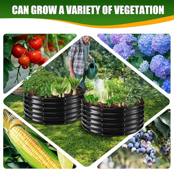 17" Tall Elevated Round Metal Rised Garden Bed- 3.3'x3.3' in Size and 0.8MM Thick Durable Planter Box for Vegetables Flowers Succulent at Patio/Garden Outdoor (Black, 3.3FT Diameter) by GreenHaven Gardens