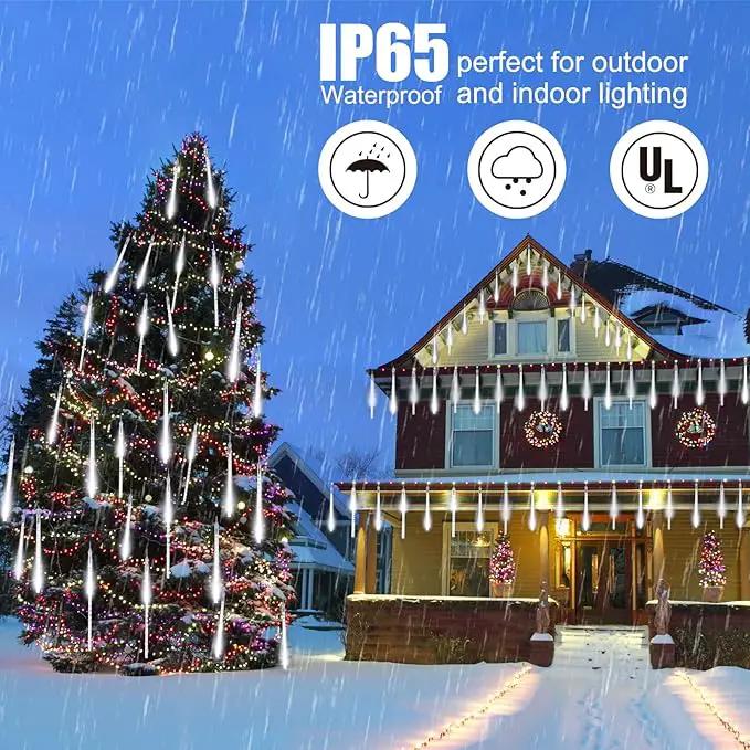 Solar Christmas Lights Outdoor Waterproof, Meteor Shower Lights Solar Powered, 16 Inches 8 Tube 288 LED Solar Icicle Tree Lights for Tree Bushes Holiday Parties Christmas Patio Decor, Pure White by GreenHaven Gardens