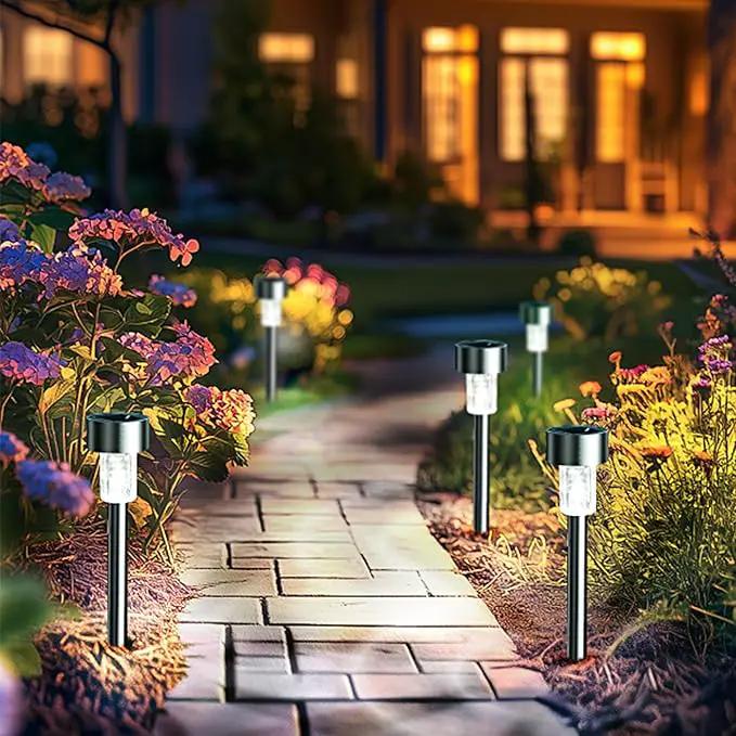 GIGALUMI Solar Lights Outdoor Waterproof, 12 Pack, Stainless Steel LED Solar Garden Lights for Patio, Lawn, Yard and Landscape, Cold White by GreenHaven Gardens