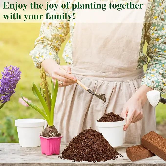 ZeeDix 5 Pack Premium Coco Coir Brick, Organic Compressed Coconut Coir Bricks Seed Starter Potting Soil for Plants, Coconut Fiber Substrate with Low EC & pH Balance for Gardening Flower Herbs by GreenHaven Gardens