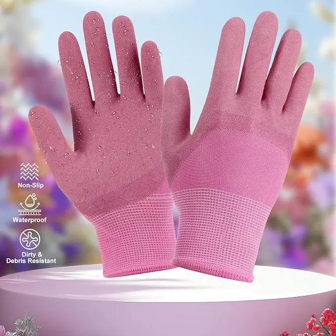 Gardening Tools Set, 10 PCS Stainless Steel Heavy-Duty with Non-slip Soft Rubber Handle with Large Garden Bag, Floral Pattern Gardening Tool Set Gifts for Women Birthday Mother's Day, Pink by GreenHaven Gardens