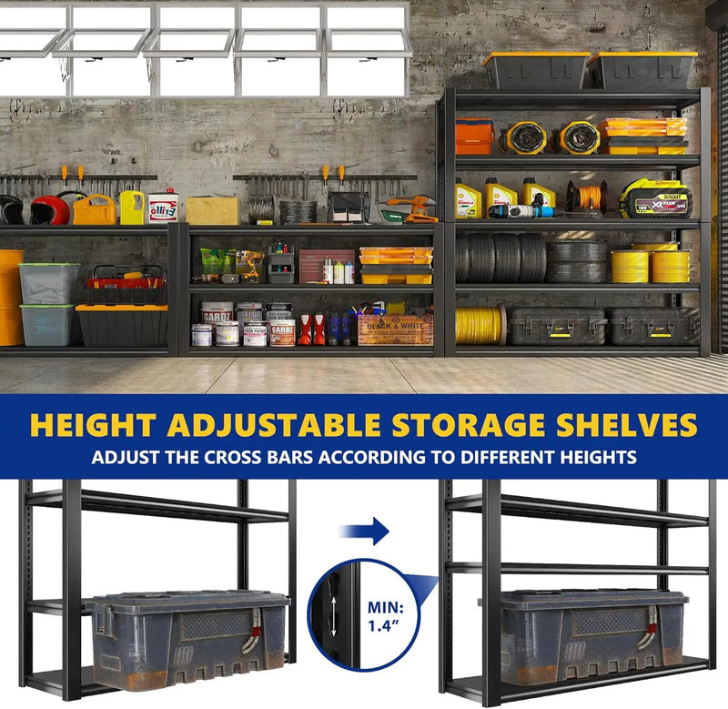 REIBII 48" W Garage Shelving 2500LBS Storage Shelves 5 Tier Heavy Duty Shelving Adjustable Garage Shelves for Warehouse, Pantry, Easy Assemble, 48.2''W X 72''H X18''D by GreenHaven Gardens