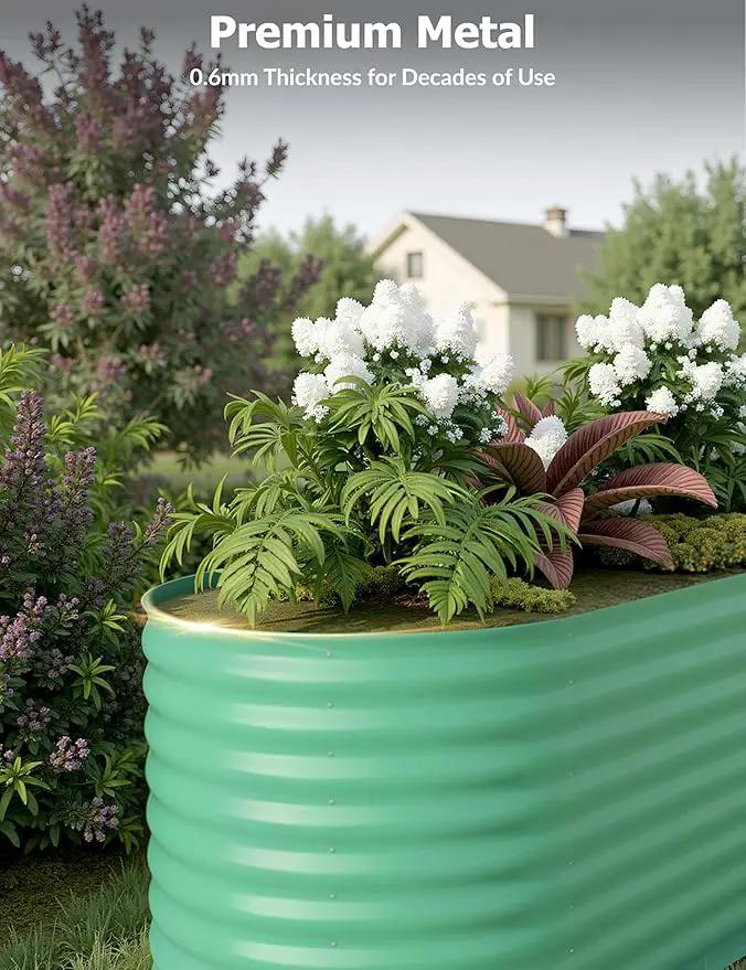 8x2x2ft Raised Garden Bed,Galvanized Raised Planter Boxes Outdoor with Easy Assembly, Large Garden Bed for Vegetables, Fruits, Flower,Raised Garden Bed,Green by GreenHaven Gardens