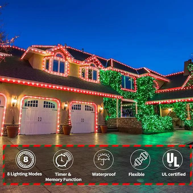 200ft LED Rope Lights Outdoor, 1440 LED Connectable and Flexible Tube Lights with 8 Modes, Waterproof LED Rope Lighting for Garden Patio Pool Bedroom PartyIndoor Outdoor Christmas Decor (Red & Green) by GreenHaven Gardens