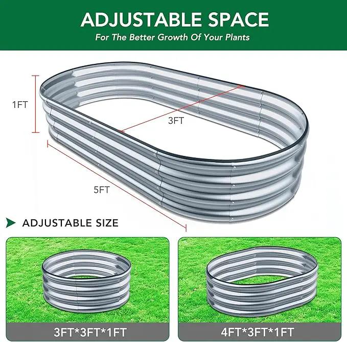 Raised Garden Bed -5×3×1ft Galvanized Planter Box for Outdoor Gardening and Planting, Ideal for Vegetables and Plants by GreenHaven Gardens